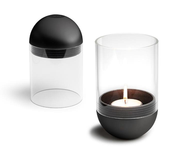 Windlicht GRAVITY CANDLE in schwarz Windlicht GRAVITY CANDLE in schwarz, Teelichthalter, Laterne, Kunststoff, Glas, Kerze