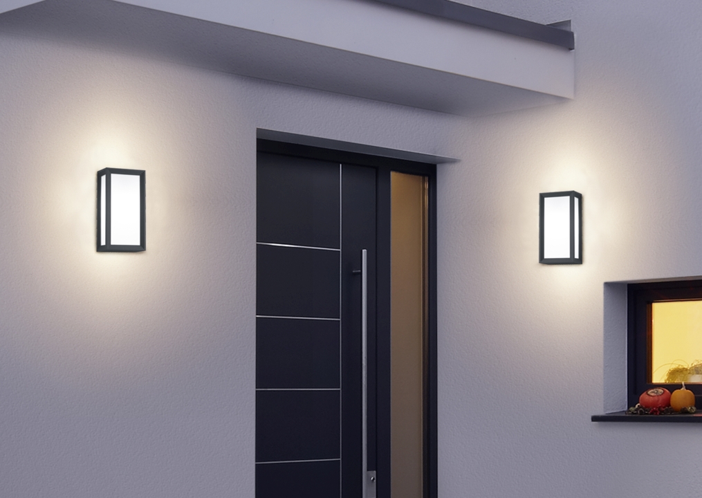 Trio LED-Wandleuchte TIMOK in anthrazit, Glas Kunststoff weiß