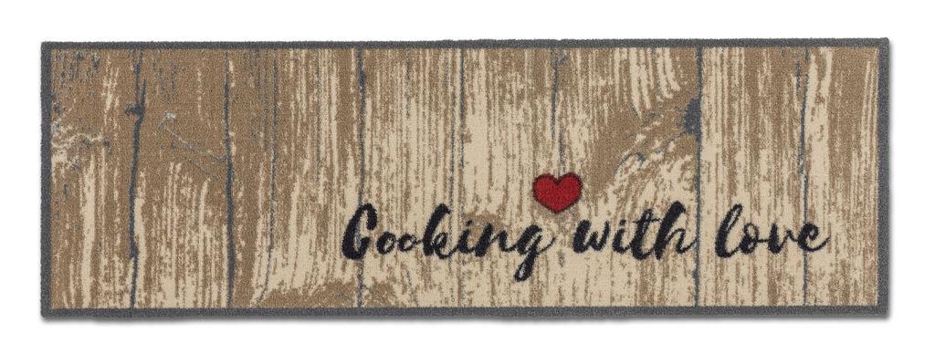Golze & Söhne Türmatte Miabella ca. 50x150cm in Farbe Cooking with love Golze & Söhne Türmatte Miabella ca. 50x150cm in Farbe Cooking with love, text-on-wood, wooden-plank, heart, cooking, love