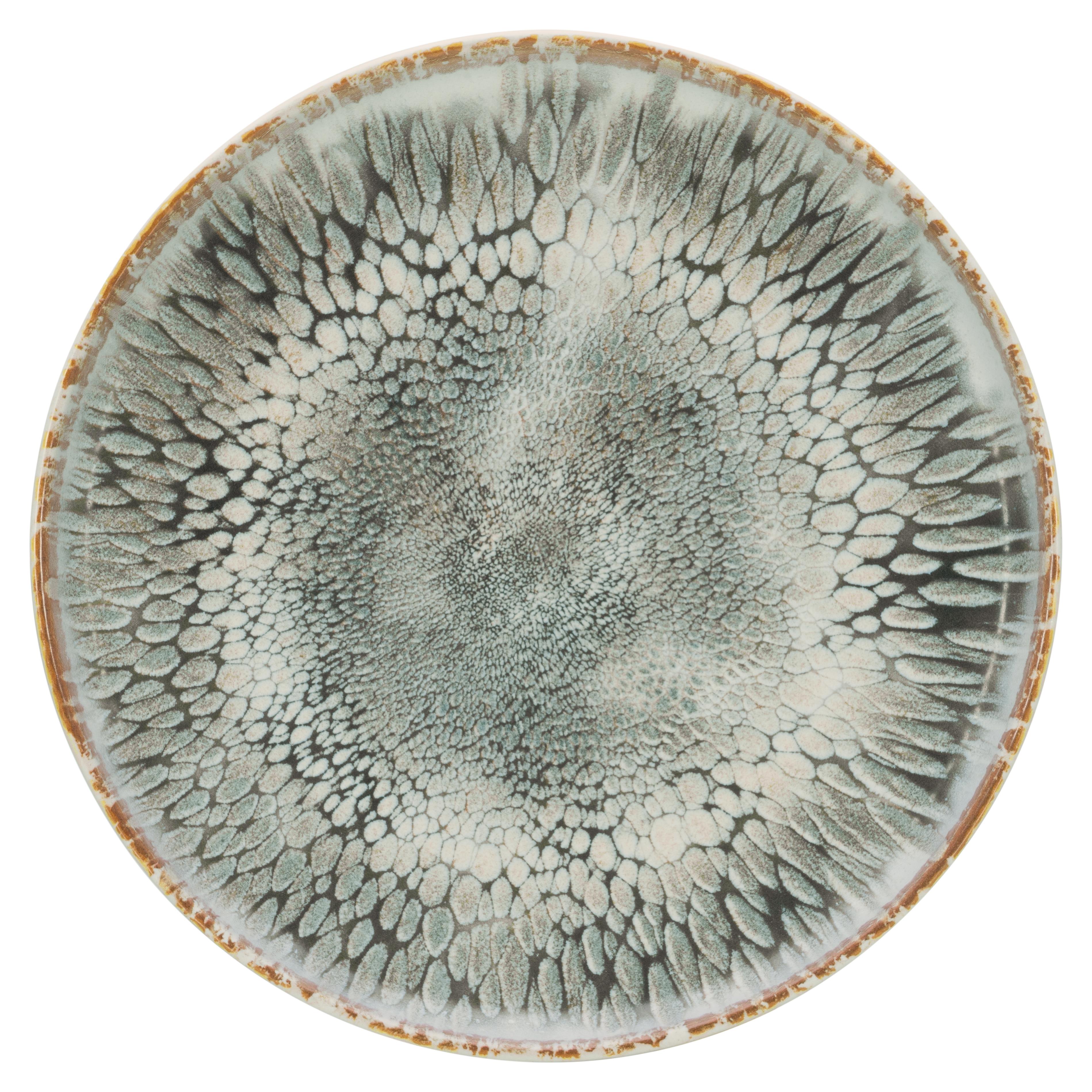 Creatable Speiseteller 28cm Uno Volcano in Farbe Grau, Teller, Porzellan, Blaues Muster, Fliese, Dekoteller