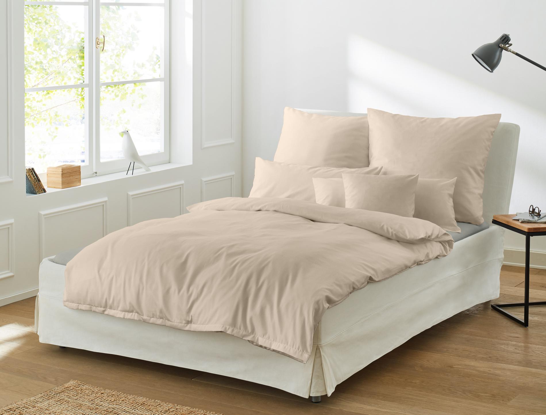 Irisette Mako-Satin-Bettwäsche PARIS ca. 155x220 cm in Farbe beige