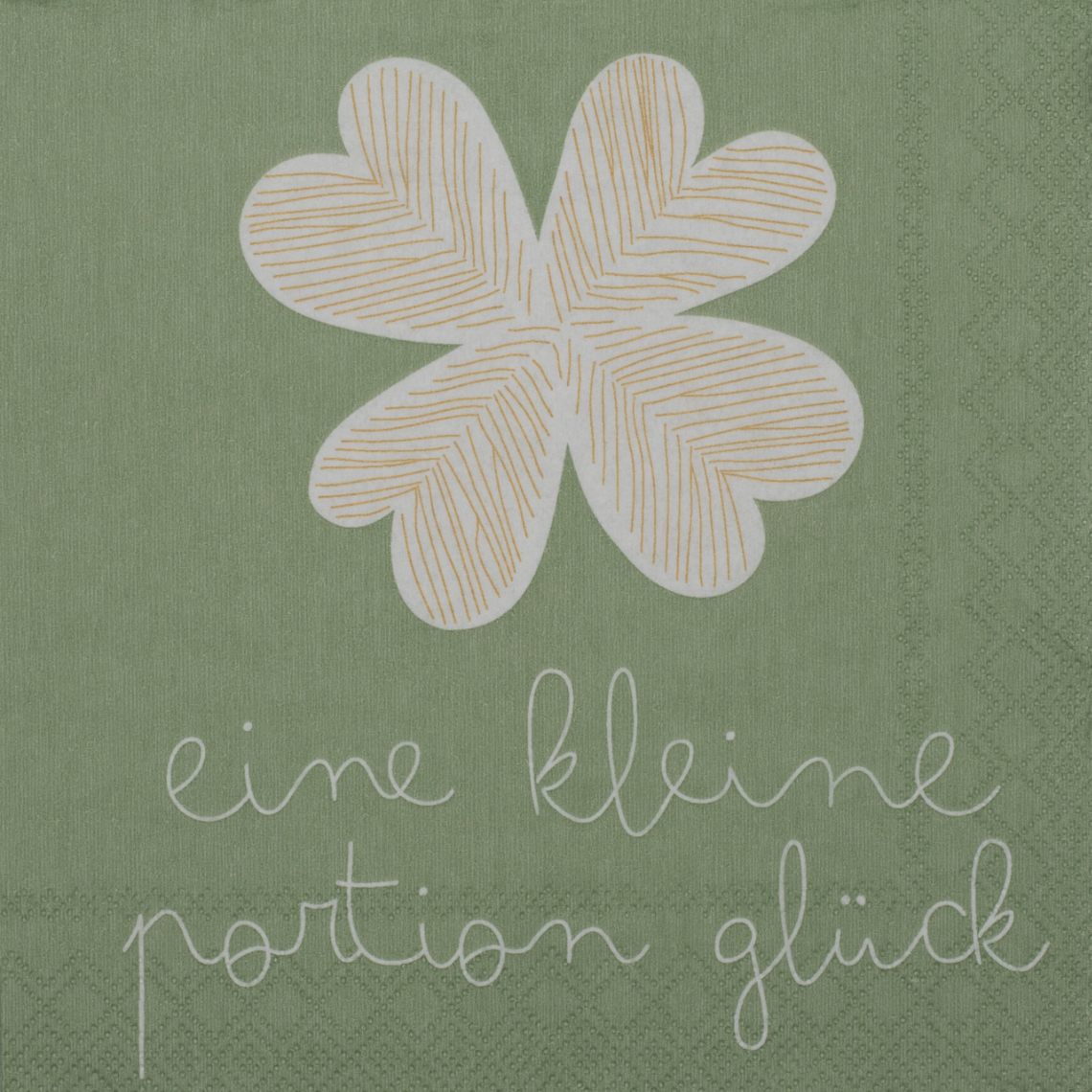 Cocktailserviette Eine kleine Portion Glück, grün, Klee-Blume, Textil, Dekor, Mustertapete