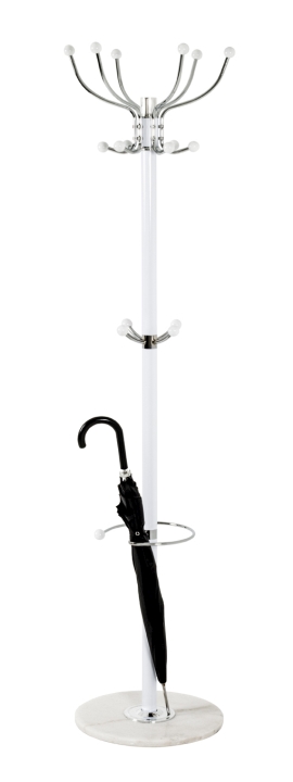 Haku Möbel Garderobenständer Mecki in Chrom / weiß ca. 176 cm hoch