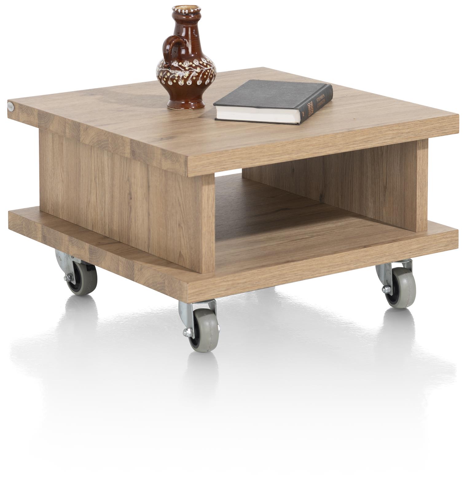 Henders & Hazel Beistelltisch DELMONTE ca. B60 H35 T60 cm in Primo Laminato oak, Holztisch, Rolltisch, Kaffeetisch, Möbelwagen, Holzoberfläche