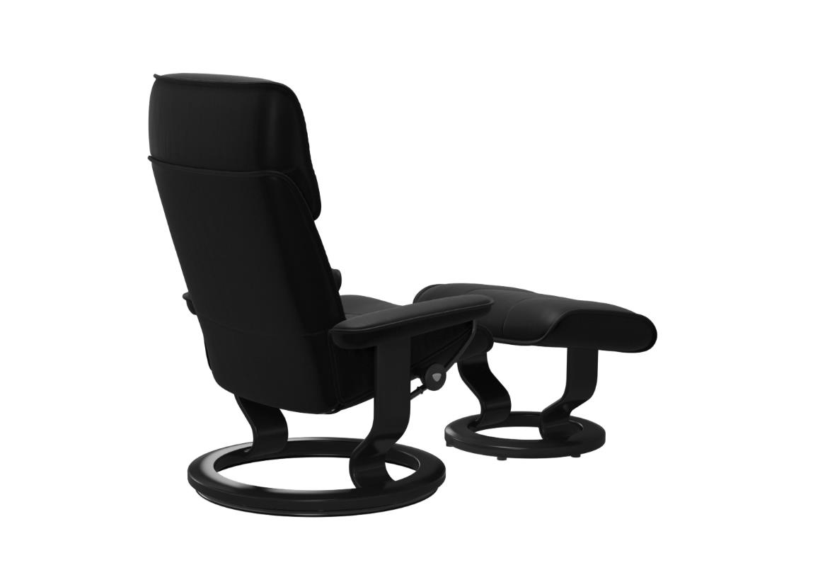 Stressless Sessel mit Hocker ADMIRAL ca. B78 H108 T117 cm in Leder Batick 19 schwarz Stressless Sessel mit Hocker ADMIRAL ca. B78 H108 T117 cm in Leder Batick 19 schwarz