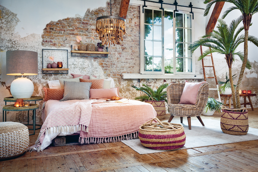 Light & Living Lampenschirm Zylinder Linen in Grau, wohnzimmer, pflanzen, strandkorb, kerzen, korb