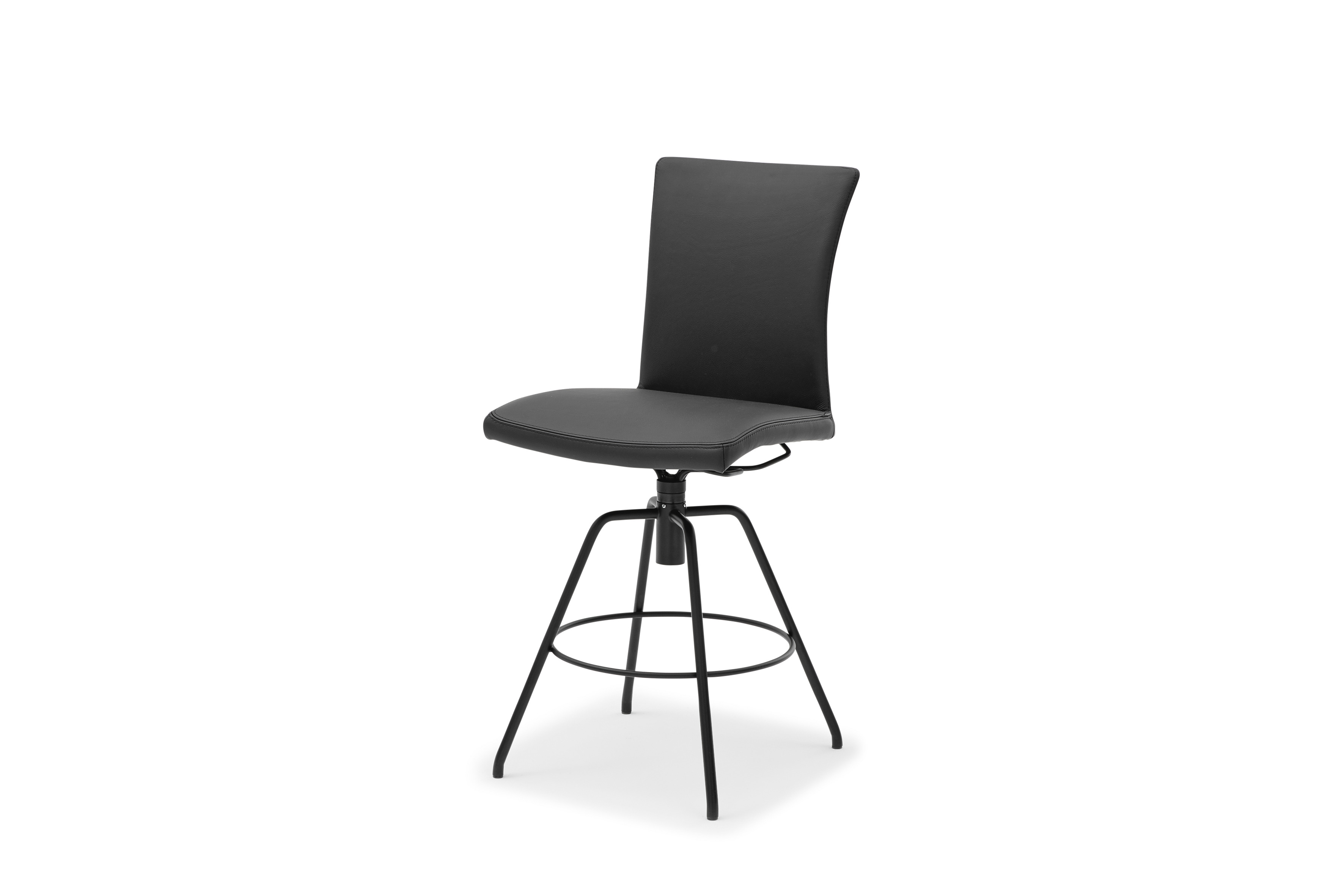 Musterring Tresenhocker Helmond, Leder Toledo nero, 4-Fuß-Drehgestell schwarz, mit Dreh-Moover-Funktion, Sitzhöhe ca. 70 cm