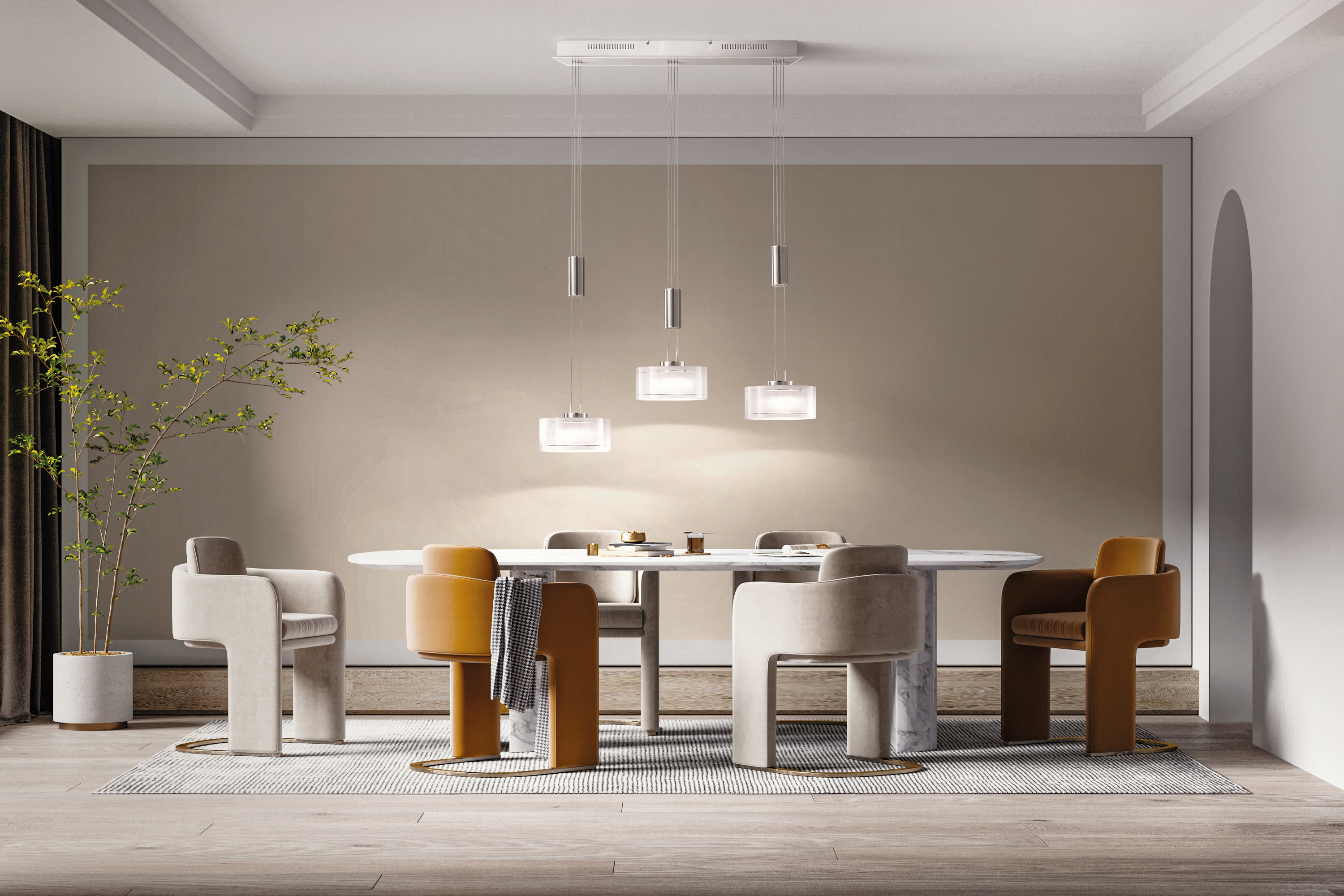 Fischer & Honsel LED-Pendelleuchte LAVIN in Nickel matt/Glas opal glänzend