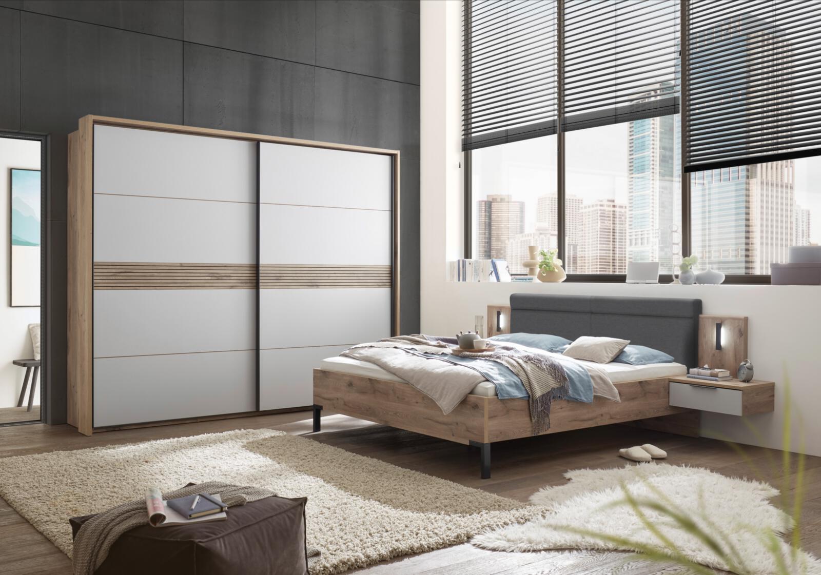 Schlafzimmer MARONE in Farbe Viking Oak / hellgrau