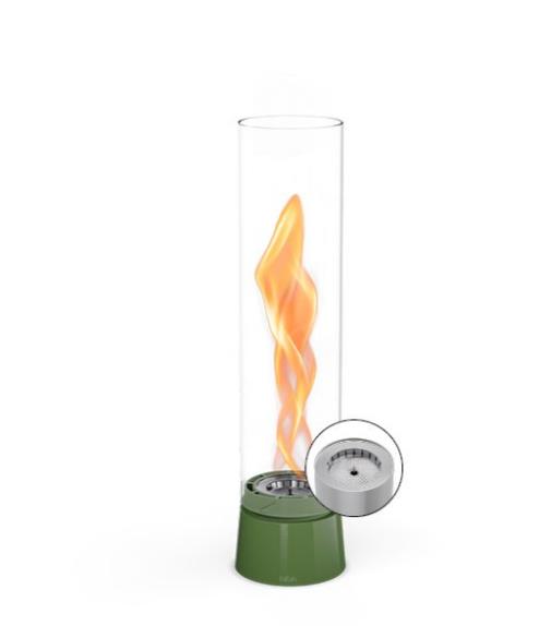 Tischfeuer SPIN air 900 in Emaille grün H40,5cm, Campingausrüstung, Gaskochgerät, Flamme, Zündung, hohe Laterne