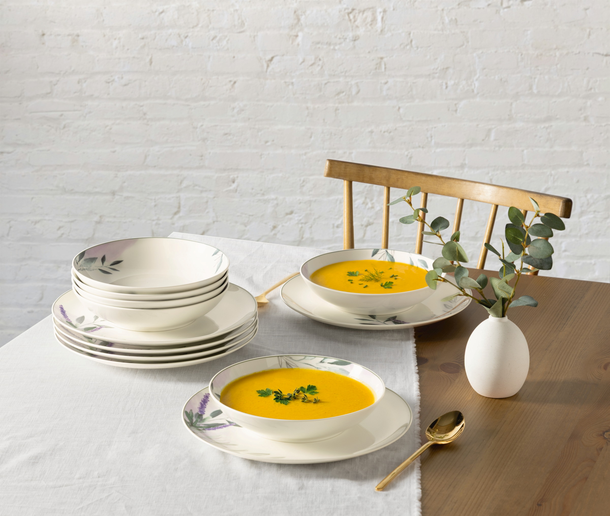 Seltmann Weiden Tafelservice 12-teilig Savona 65647 Provence , Suppenteller, Schüssel, Porzellan, Stil: Blumenmuster, Gelbsuppe