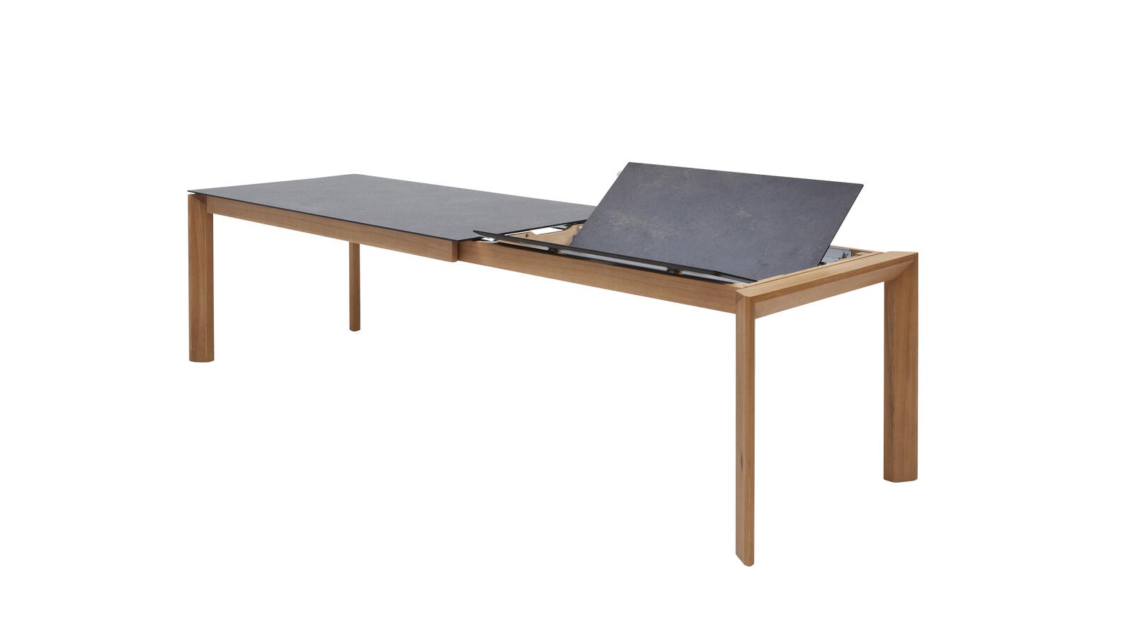 Interliving Esstisch IL5102 ca. 140(240)x90cm mit Platte HPL Deton-Design/Gestell Wildeiche massiv