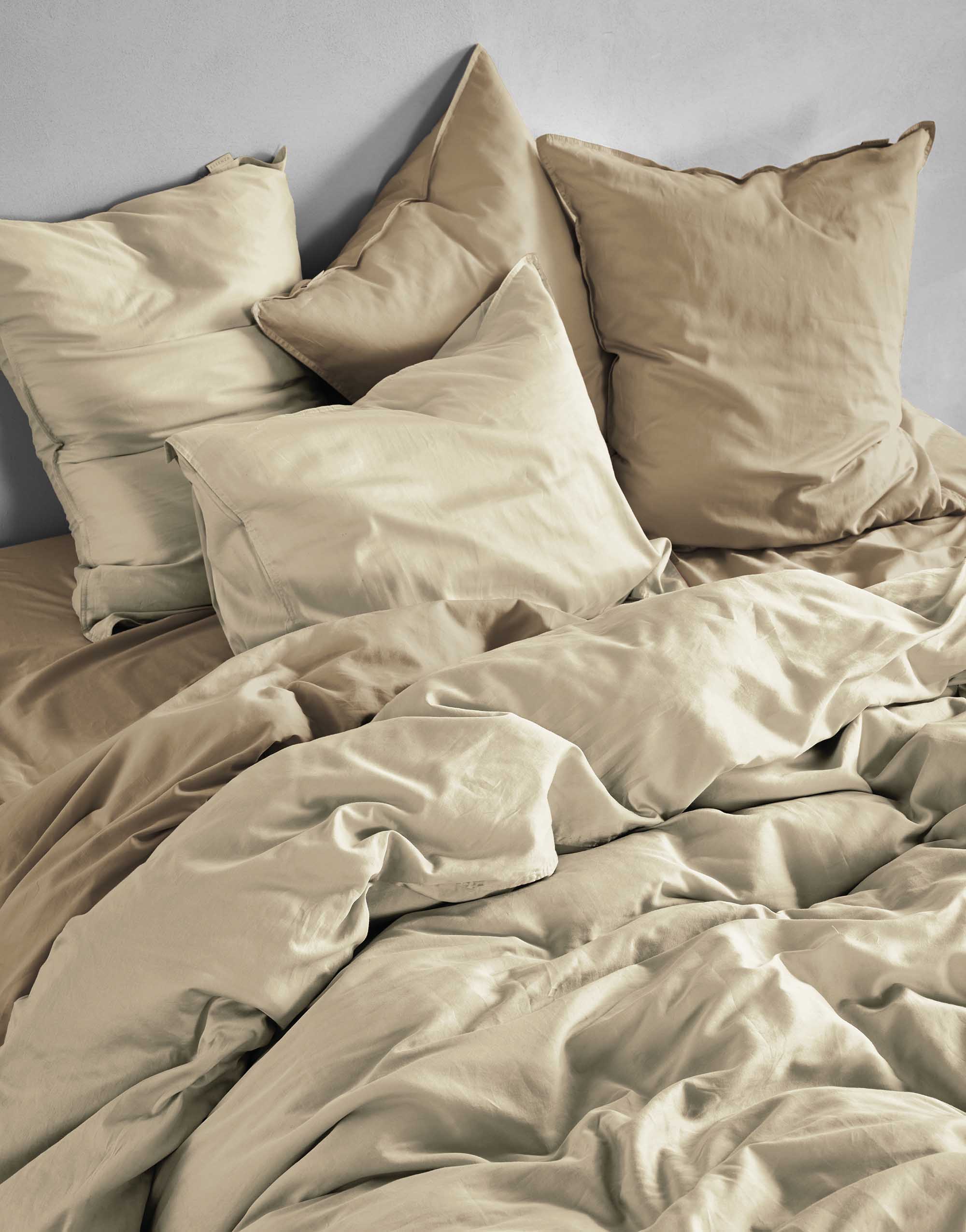 Bettwäsche MINTE ca. 155x220cm in Farbe Oatmeal, Bettwäsche, Kissen, Beige, Baumwolle, Bettlaken