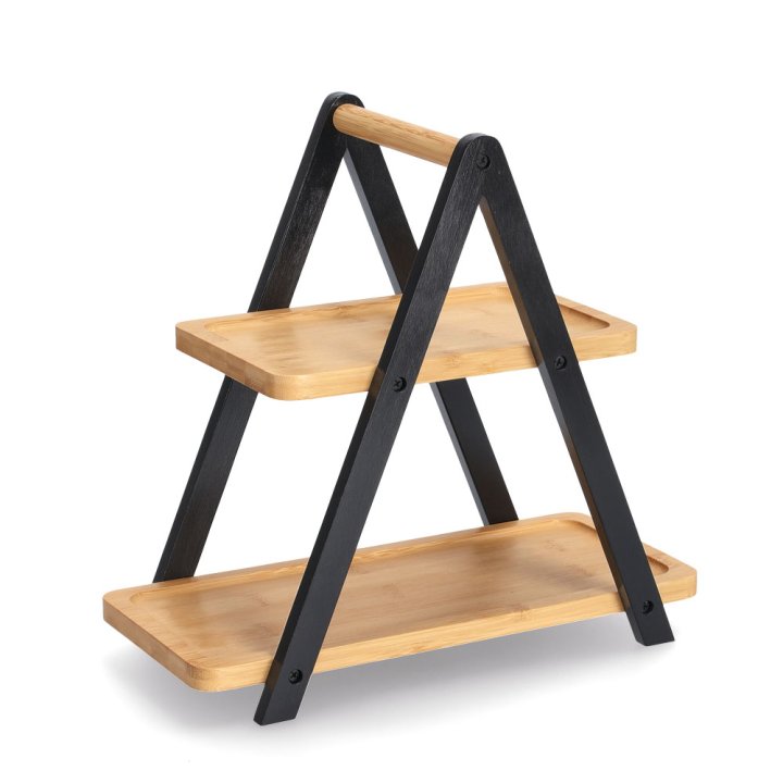 Zeller Etagere ETAGERE in Farbe Natur Zeller Etagere ca. 34x32cm in Bambus natur/schwarz