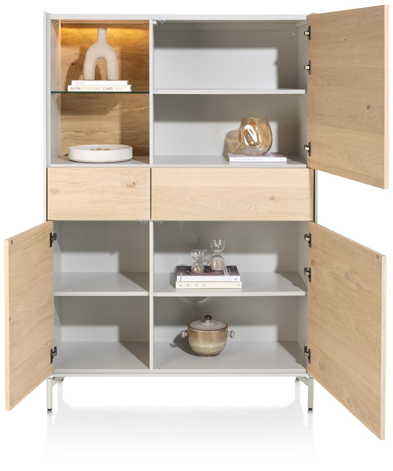XOOON Schrank NIORA ca. B120 H175 T40 cm in Eiche natur/silk grey lackiert