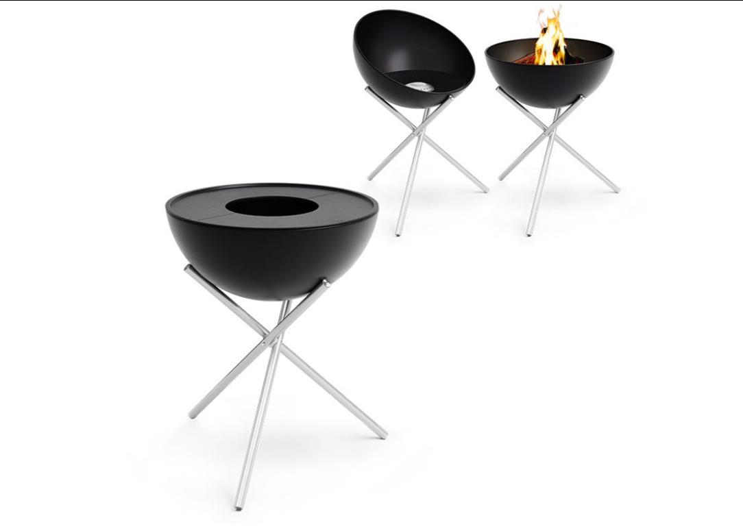 Plancha-Grillset hoch BOWL 70 in Durchm. 70cm, H85cm, Feuerstelle, Feuerkorb, Outdoorkohle, Schale, Kaminfeuer