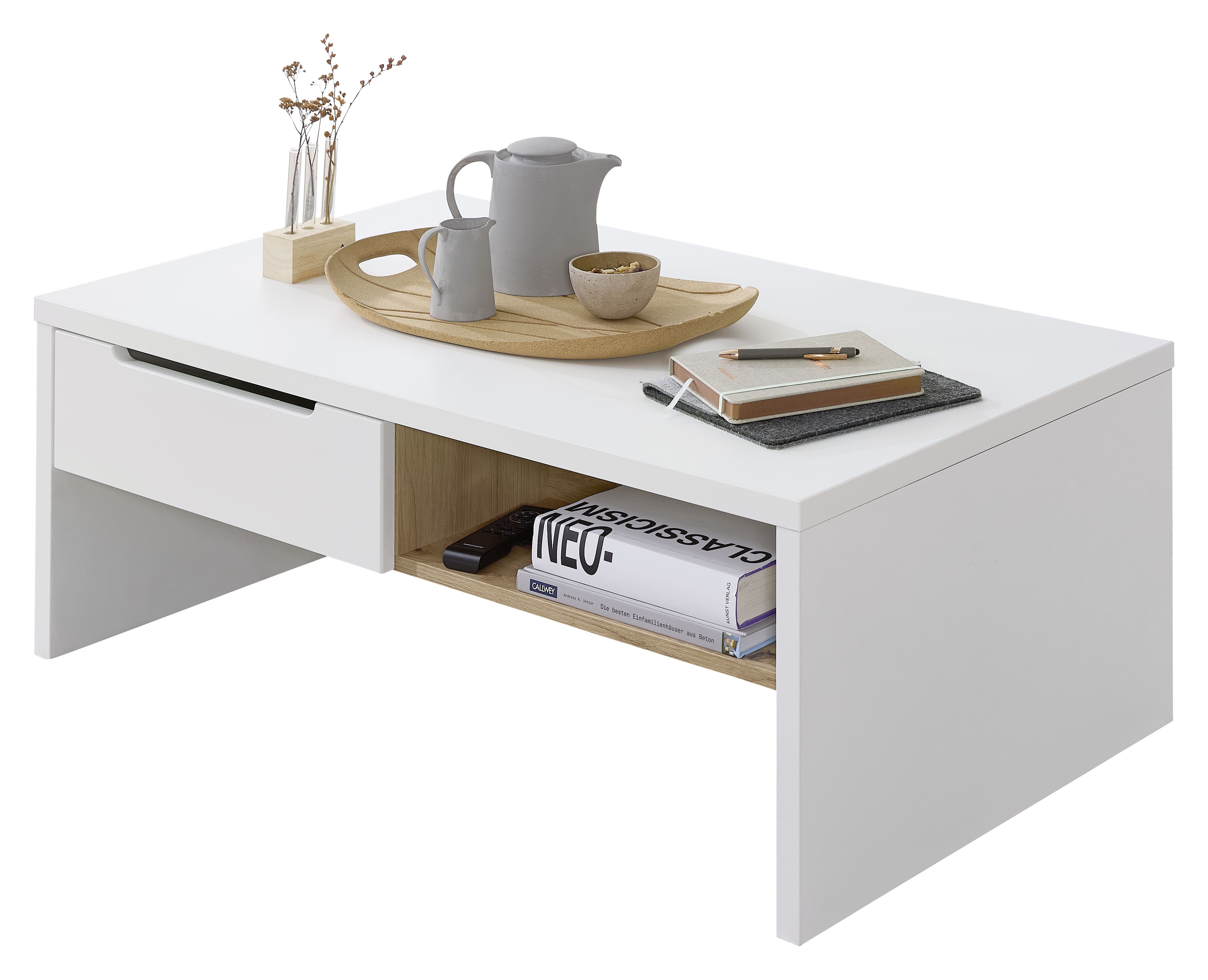 Couchtisch MEMPHIS B/H/T ca. 110/40/65 cm in Mehrfarbig Innostyle Couchtisch MEMPHIS in weiß/Artisan Eiche
