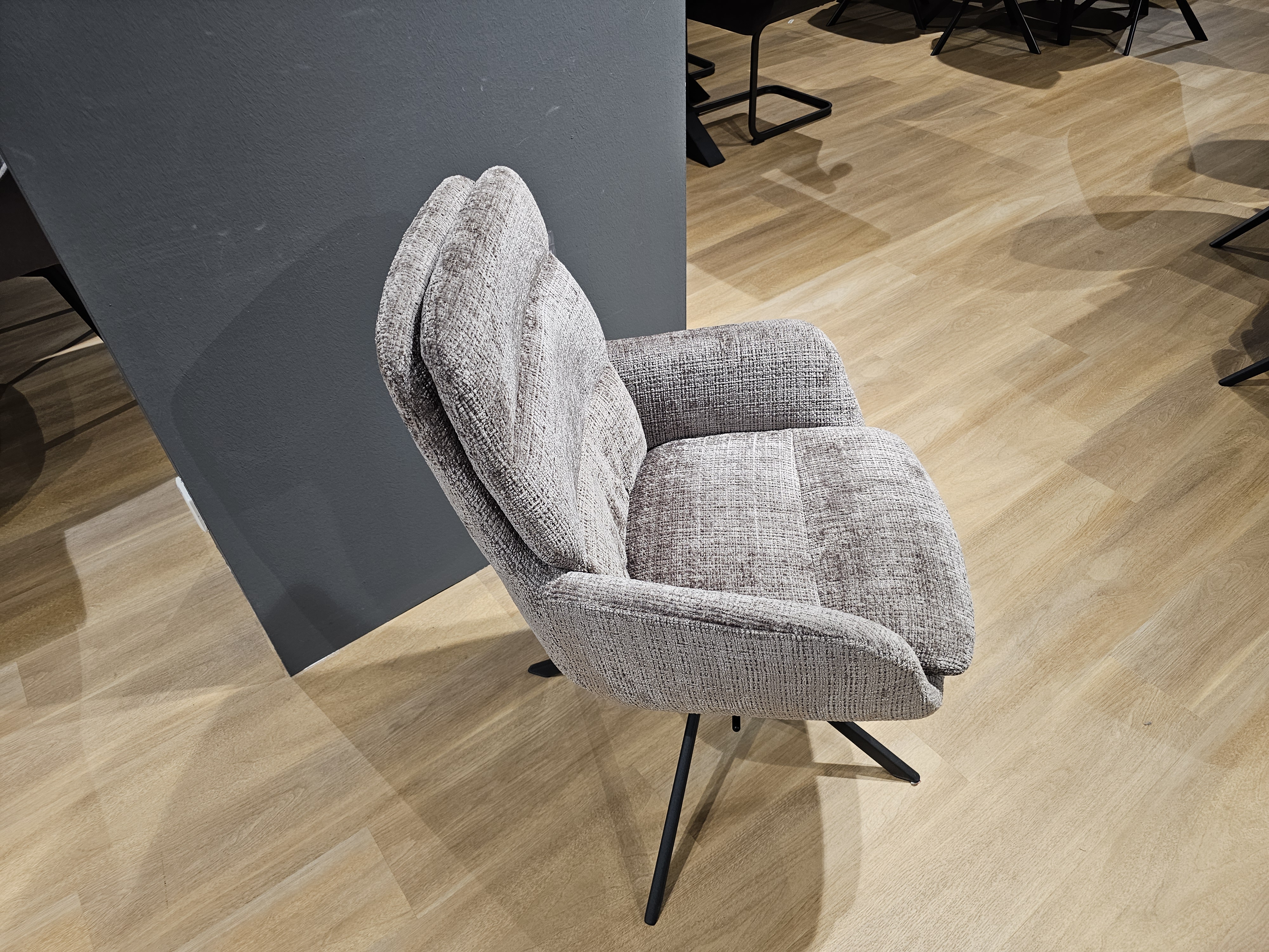 Esszimmerstuhl Edgar Stoff Braun, Sessel, Garnitur, Beige, Textilbezug, Beine aus Metall