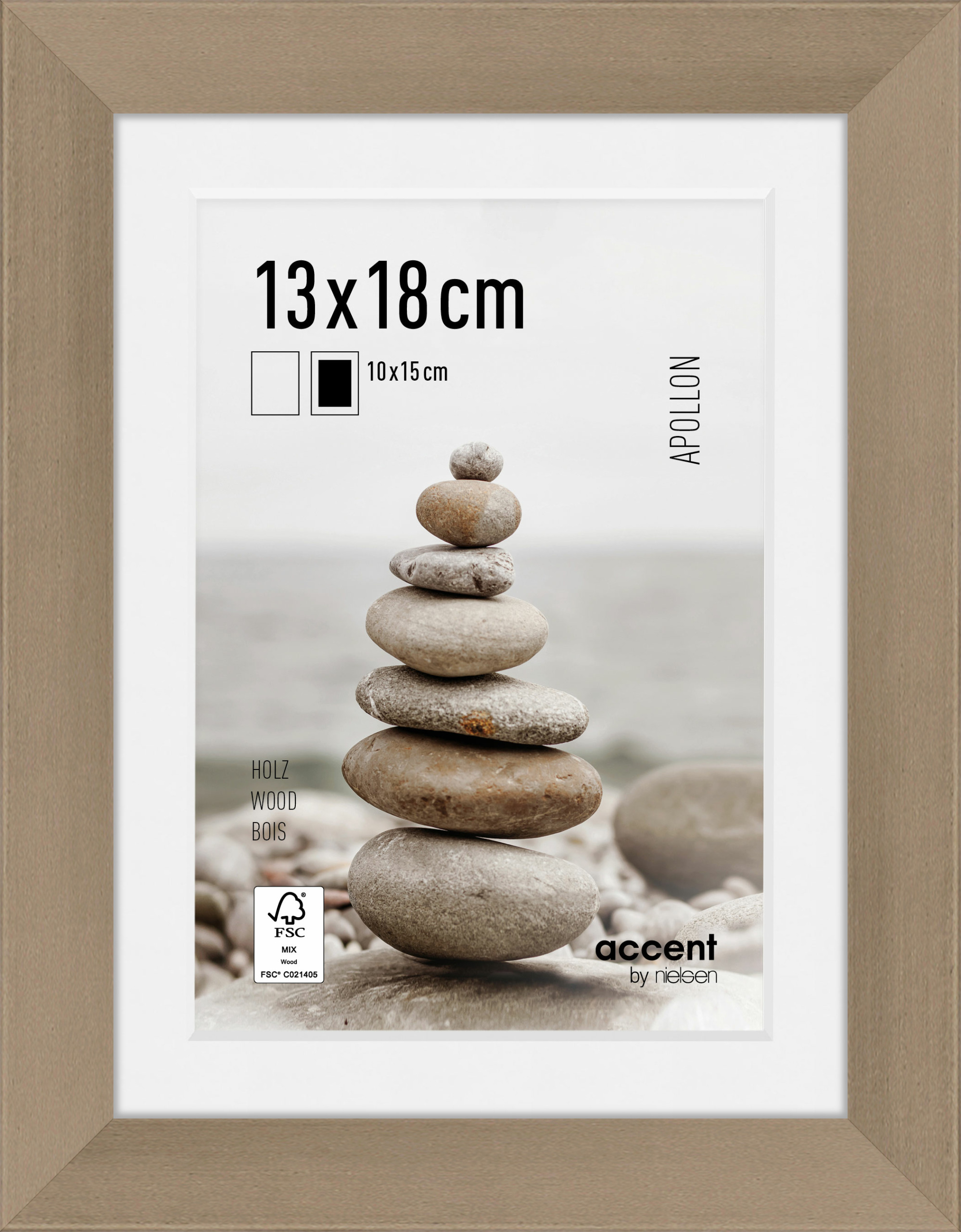 Accent by Nielsen Holz Bilderrahmen Apollon ca. 13x18cm in Farbe Silver