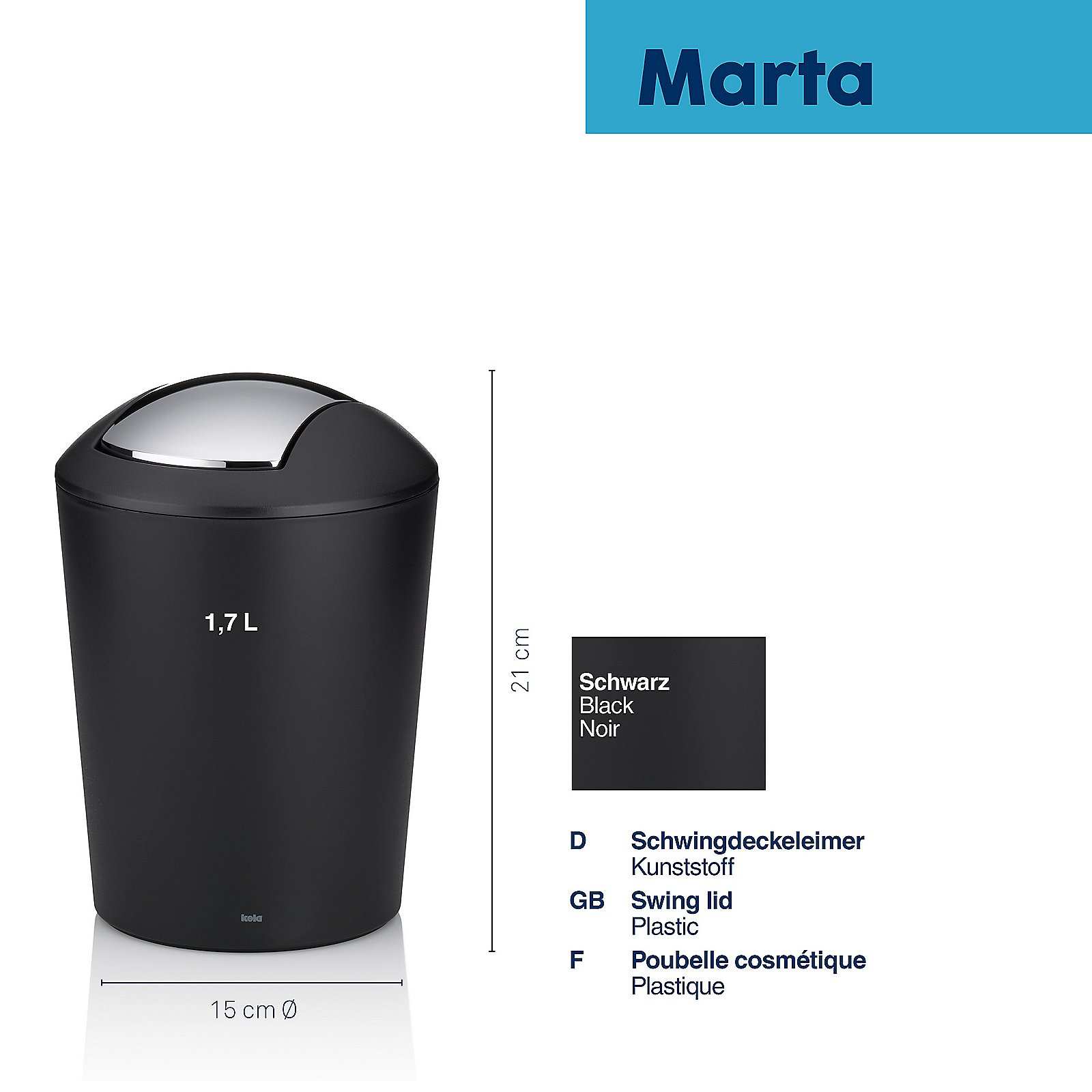 Kela Schwingdeckeleimer Marta MARTA in , Zinn, Kann, Mülleimer