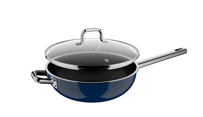 WMF Fusiontec Mineral Pro, Wok mit Deckel, 28 cm, Tim Raue Ocean Blue, Kochtopf, Bratpfanne, Schmorpfanne, Glasdeckel, Antihaft, Edelstahlgriff