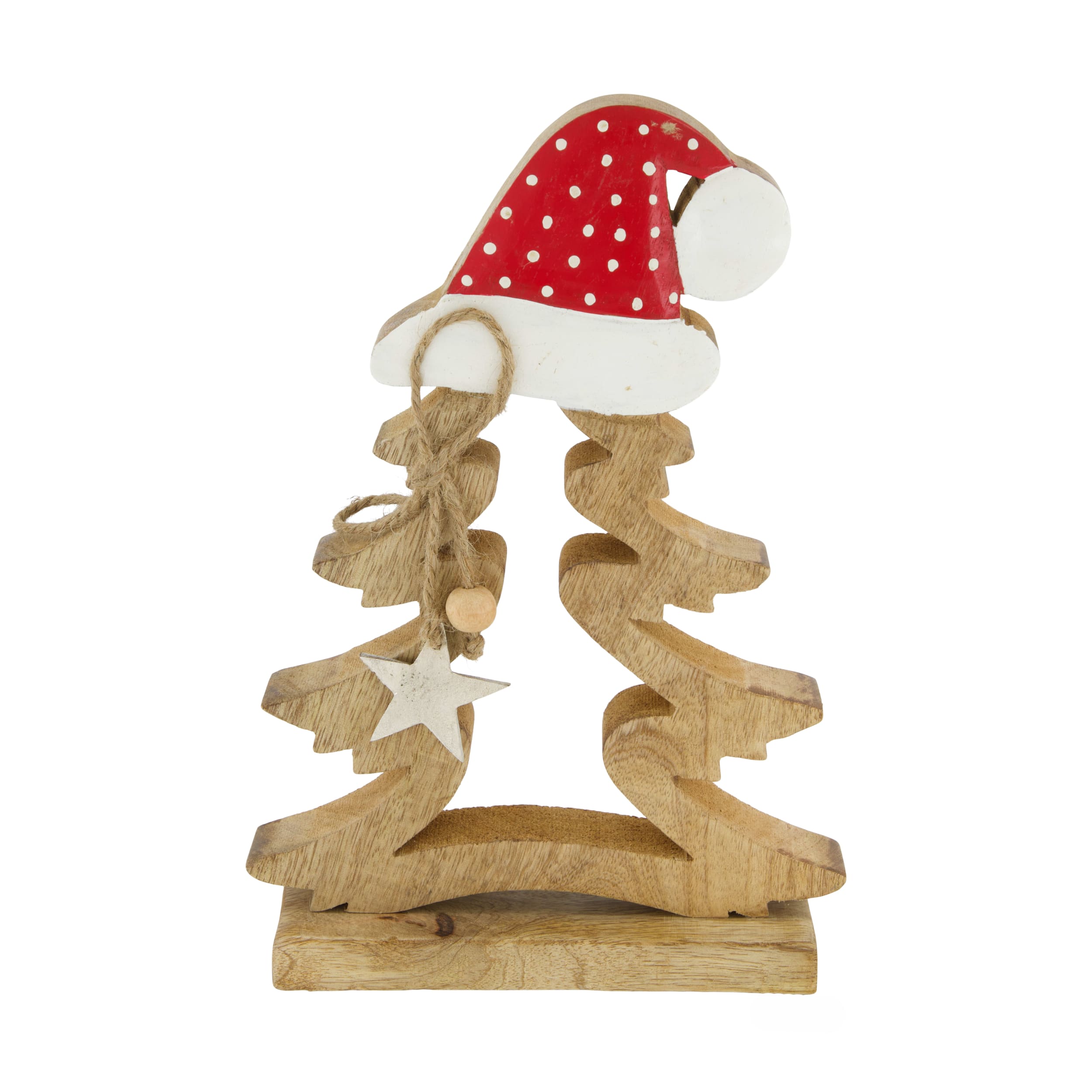 Dijk Natural Collections Baum mit Weihnachtsmütze in Farbe natur/rot, Holz