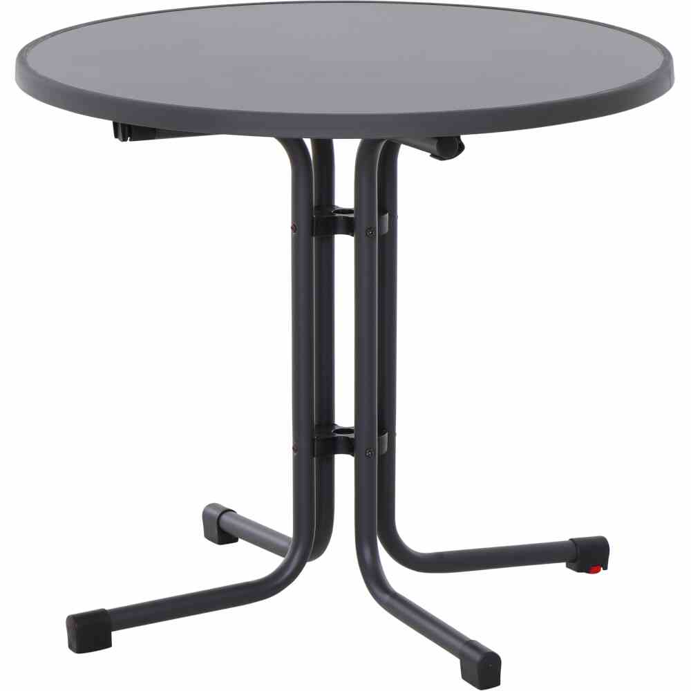 Gautzsch Tisch PACO Ø ca. 80cm in Melamin schiefer antik/Gestell matt anthrazit 