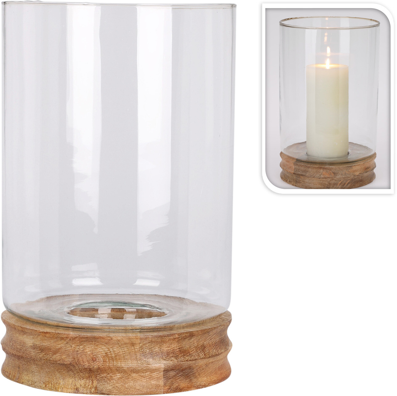 Windlicht 33 cm Glas (F1), Krug, Zylinder, Glas