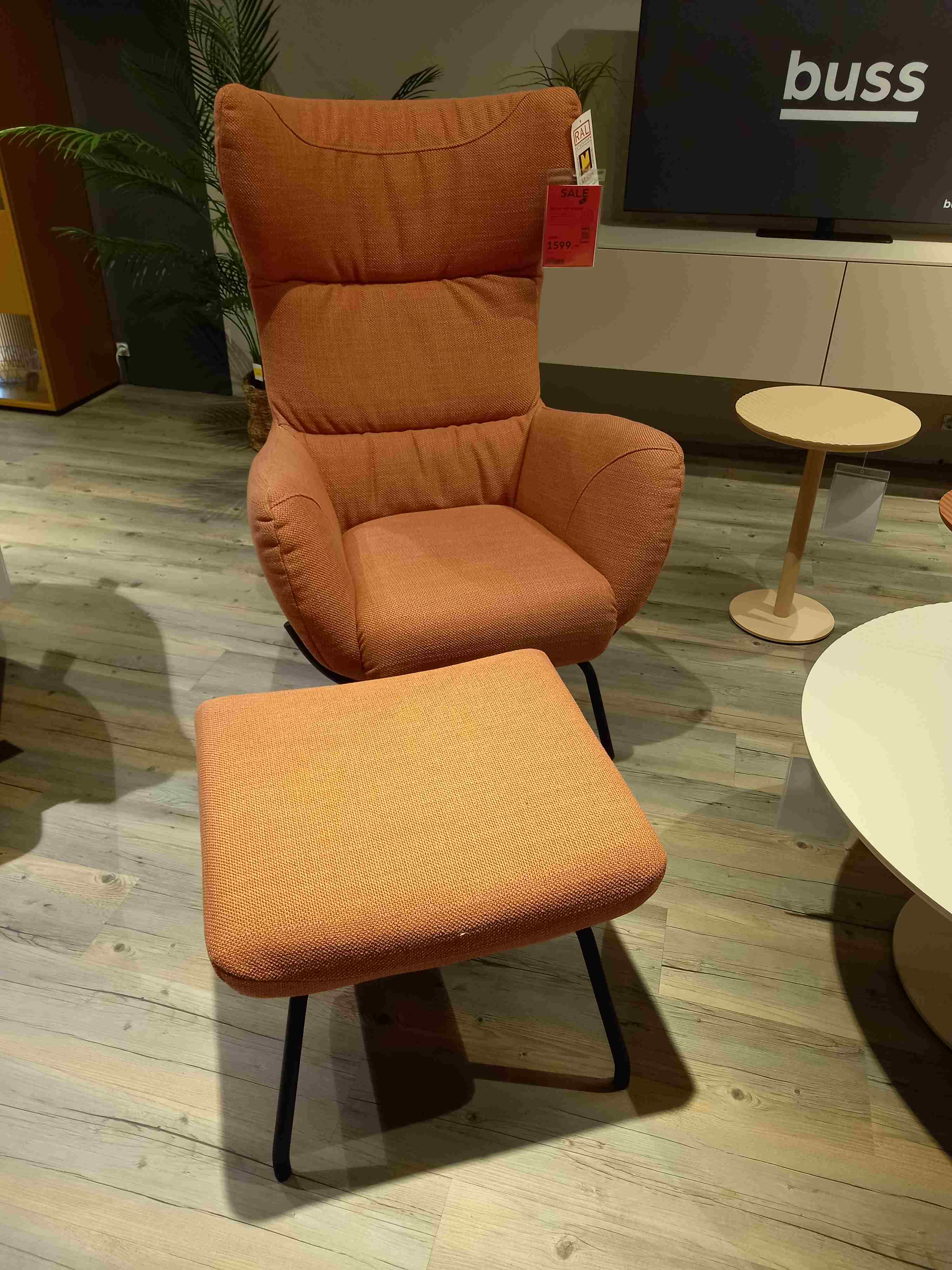 SCHÖNER WOHNEN-Kollektion Sessel mit Hocker CURVE ca. B78 H117 T78 cm in Stoff Picasso flamingo PG8/3