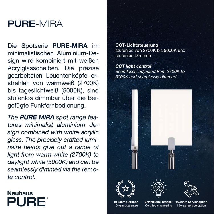 Paul Neuhaus LED-Wandleuchte PURE MIRA 1-flammig in Farbe aluminium, Werbung, Plakat, Adapter, Elektronik, Waschbeckenhahn