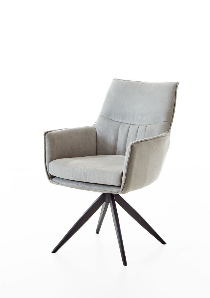 Niehoff Armlehnstuhl 4er-Set LATINA in Stoff Arizona platingrau, Moebel, Stuhl, Sessel