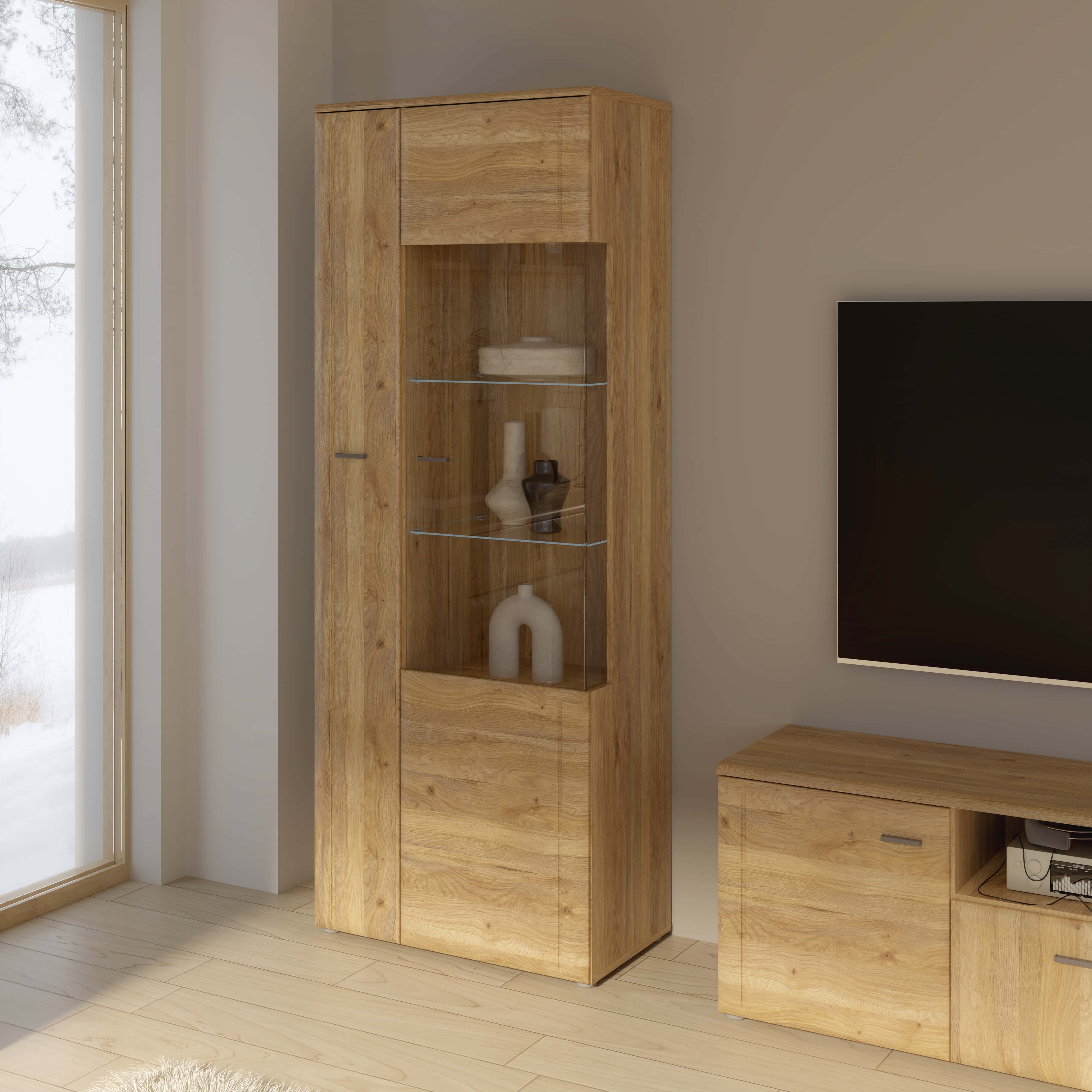 Forte Fabryki Mebli Vitrine AKINORI ca.B75 H198 T42 cm in D108 Novella Eiche