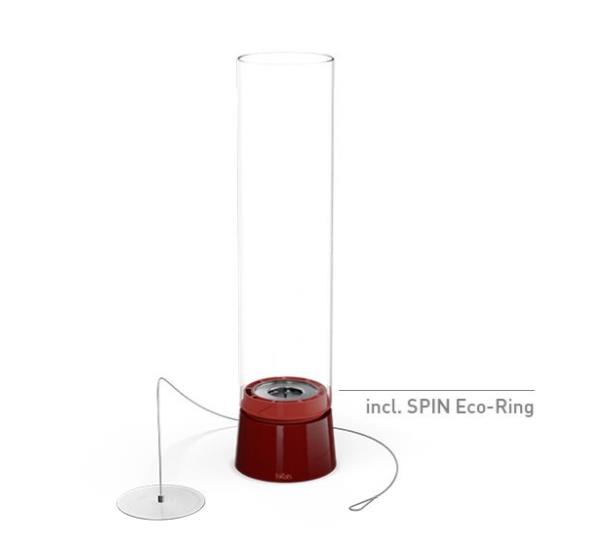 Tischfeuer SPIN air 900 in Emaille rot H40,5cm, Vitrinenlampe, Glasleuchte, Basislampe, Kernkomponenten, Lampensockel
