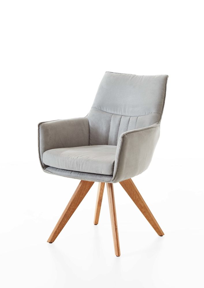 Niehoff Armlehnstuhl 4er-Set LATINA in Stoff Arizona platingrau, Moebel, Stuhl, Sessel, Holz