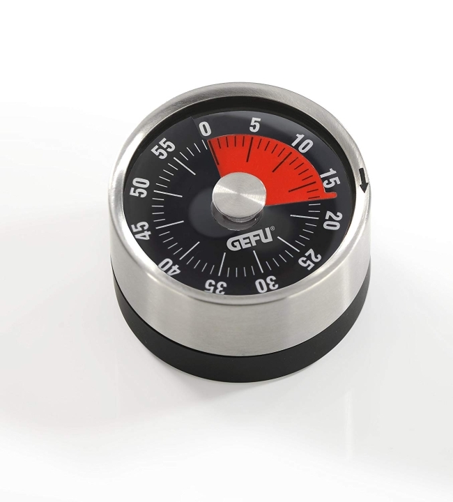GEFU Timer OPTICO in Farbe schwarz/silber, Kochuhr, Küchenuhr, Timer, Drehknopf, Rotar