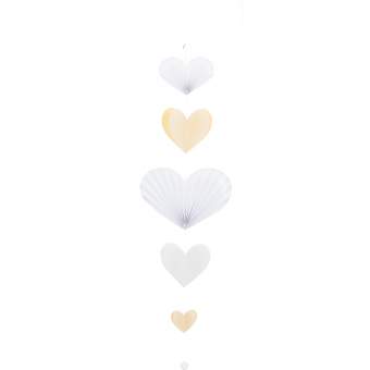 Herzkette GOLDENES HERZ in Goldenes Herz, Papierdeko, hängende Verzierung, Papiergirlande, Herz-Deko, neutrale Farben