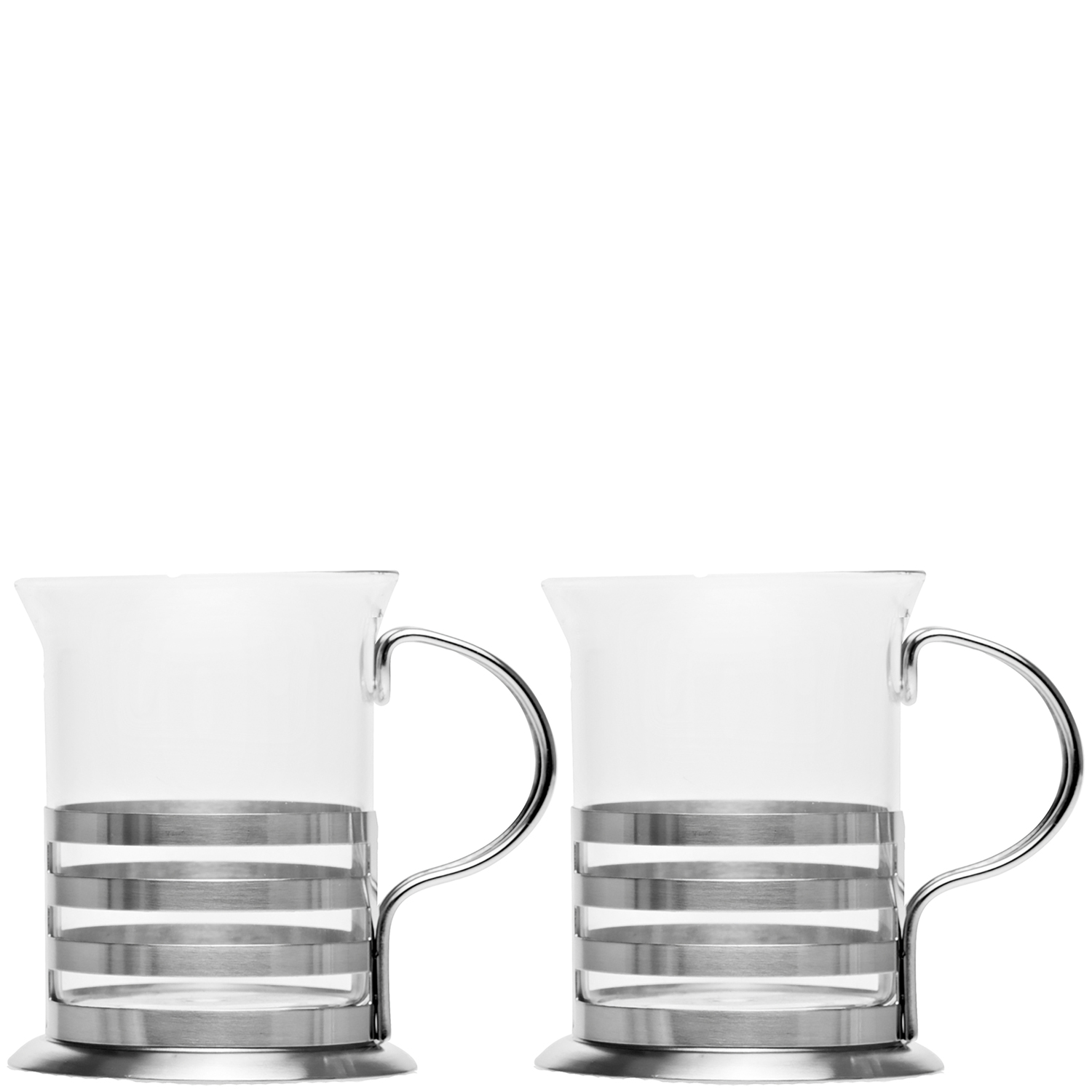 Leonardo Teegläser Balance 220ml in Farbe klar, Kaffeekanne, Glas, Stahl, Doppelset, Transparente Griffe