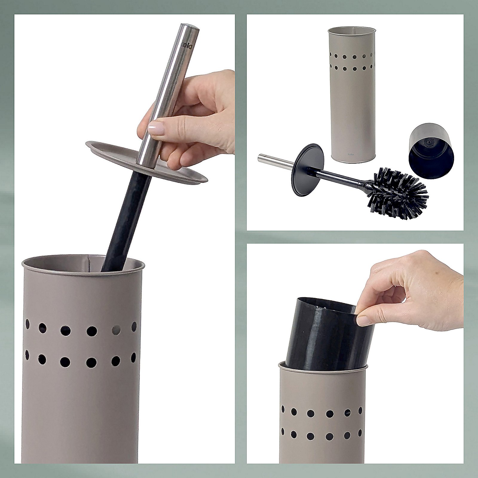 Kela WC-Garnitur LEO in Cashmerebraun, Pinsel, Gerät, Werkzeug, Dolch, Waffe