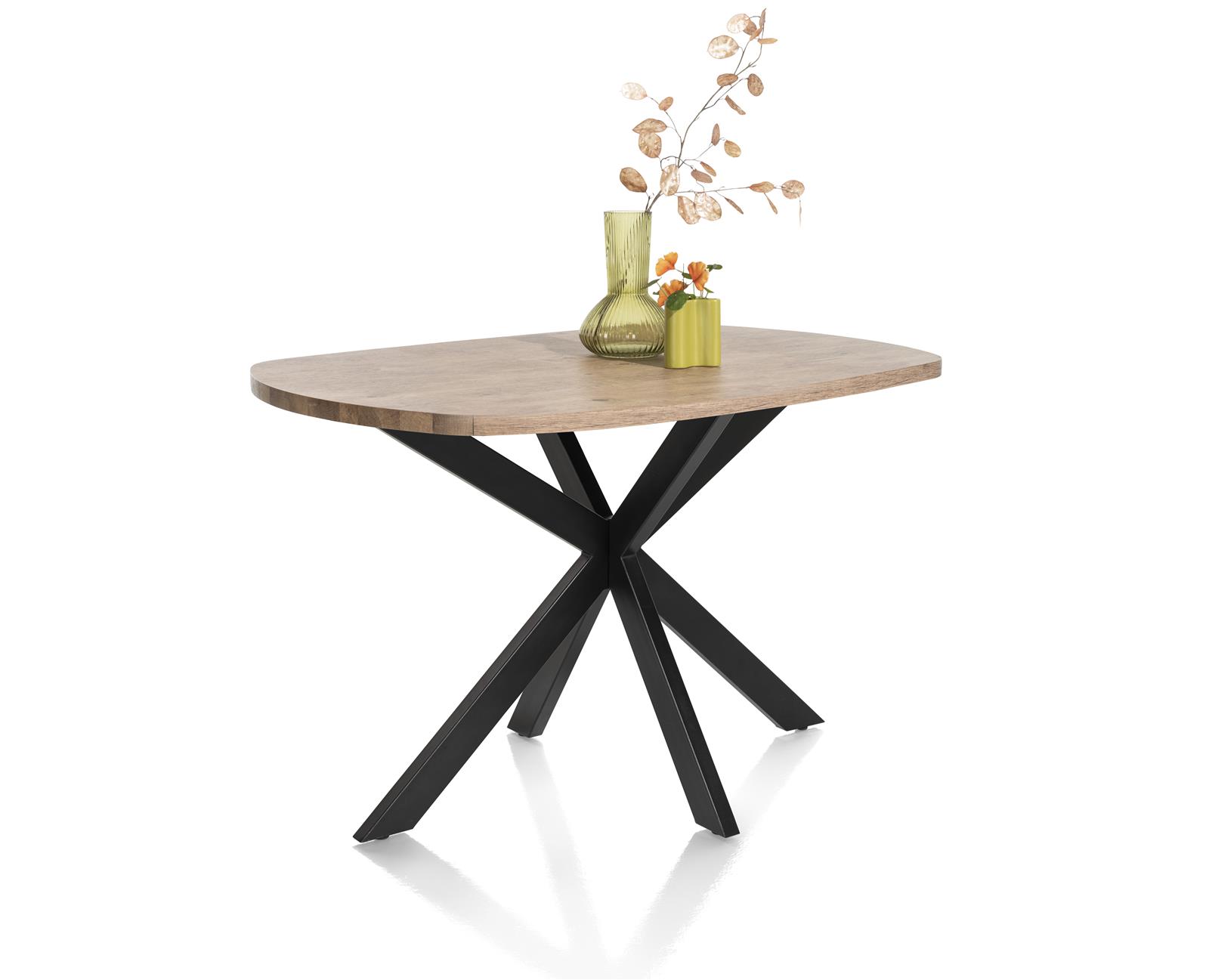 Henders & Hazel Tisch PAVAROTTI 54838-BRN, Esstisch, Holzplatte, Metallgestell, runderediert, schwarz
