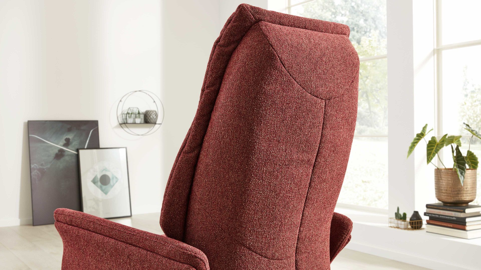 Interliving Relaxsessel, manuell IL-4560 in Stoff Melange chianti/Sternfuß anthrazit 