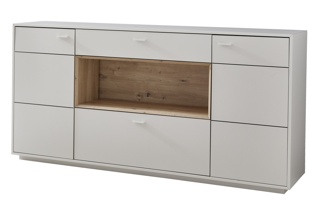 Sideboard CORUNA in Sideboard CORUNA in , Sideboard, Storage cabinet, Weißes Finish, Holz-Nische, Offene Nische