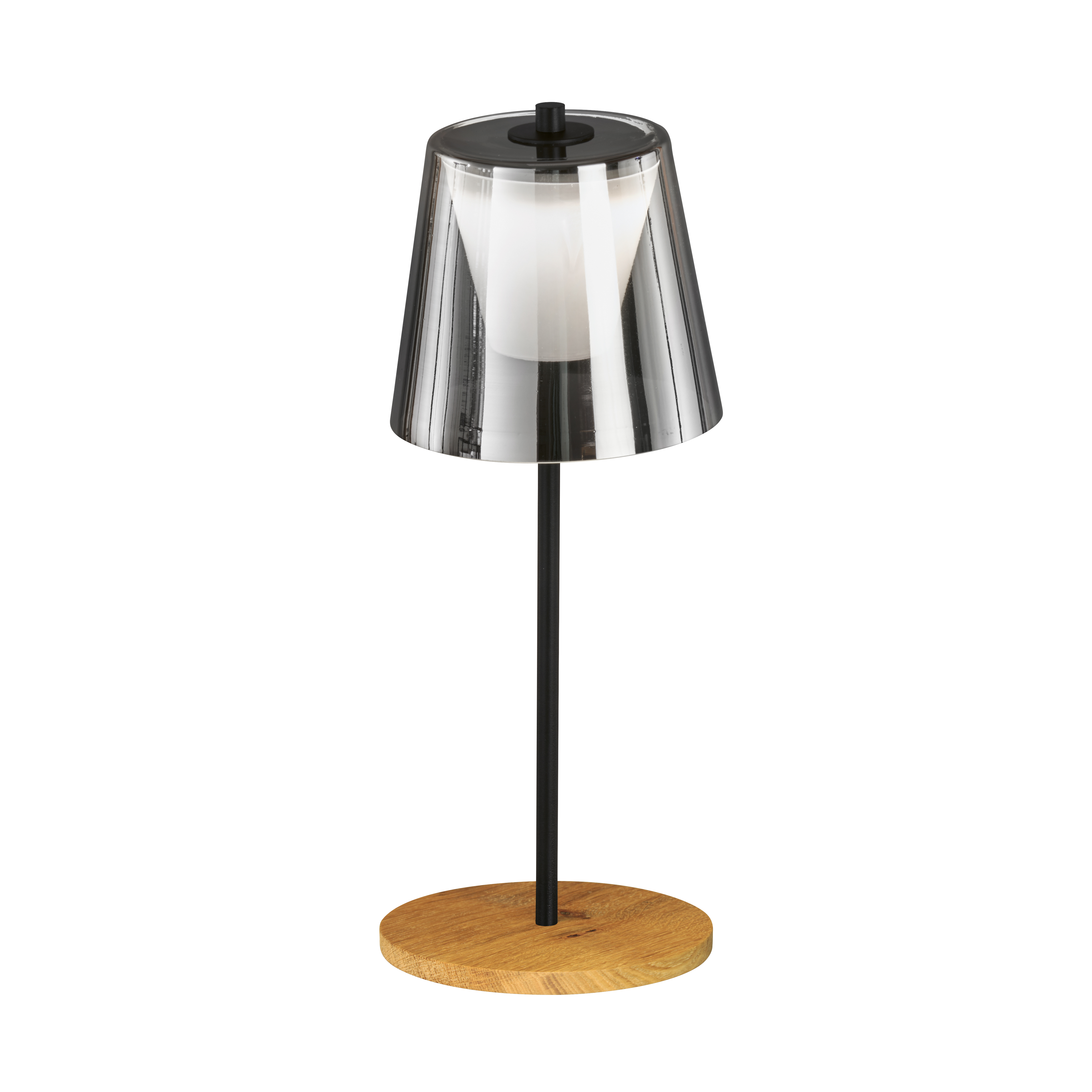 Fischer & Honsel LED-Tischleuchte SHINE-WOOD 1-flammig in Farbe Metall sandschwarz/Glas rauchfarbig Fischer & Honsel LED-Tischleuchte SHINE-WOOD 1-flammig in Metall sandschwarz/Glas rauchfarbig