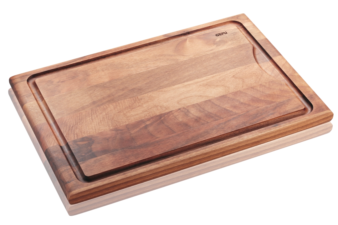 GEFU Schneidebrett ENNO ca. B37 H1,8 T25 cm in mittel,Saftrille,Wallnussholz