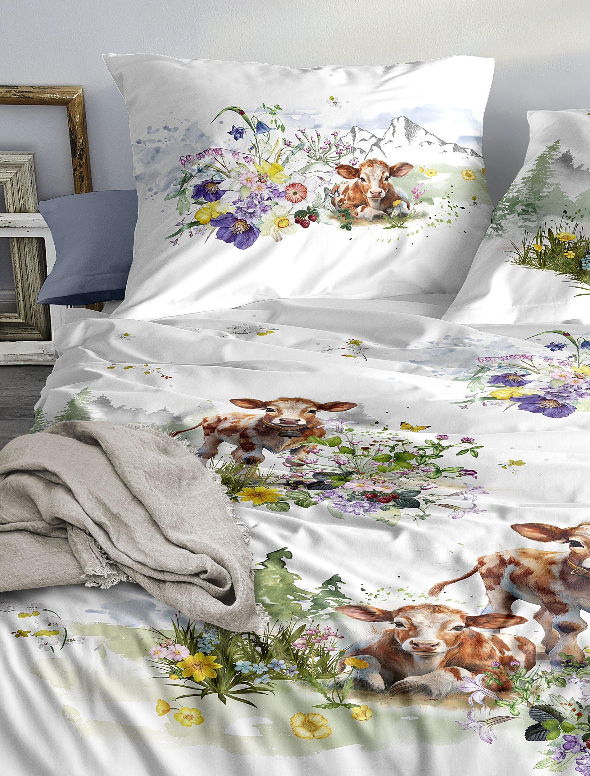 irisette Mako-Satin Bettwäsche WAVE in Farbe ca. 155x220cm irisette Mako-Satin Bettwäsche WAVE in Farbe ca. 155x220cm, Kissen, Dekoration für Zuhause, Mobiliar, Bett, Kuh