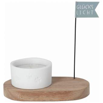 Geburtstagsgruß Glückslicht in , kerzenhalter, holz, kerze, kleine deko, flaggenstab