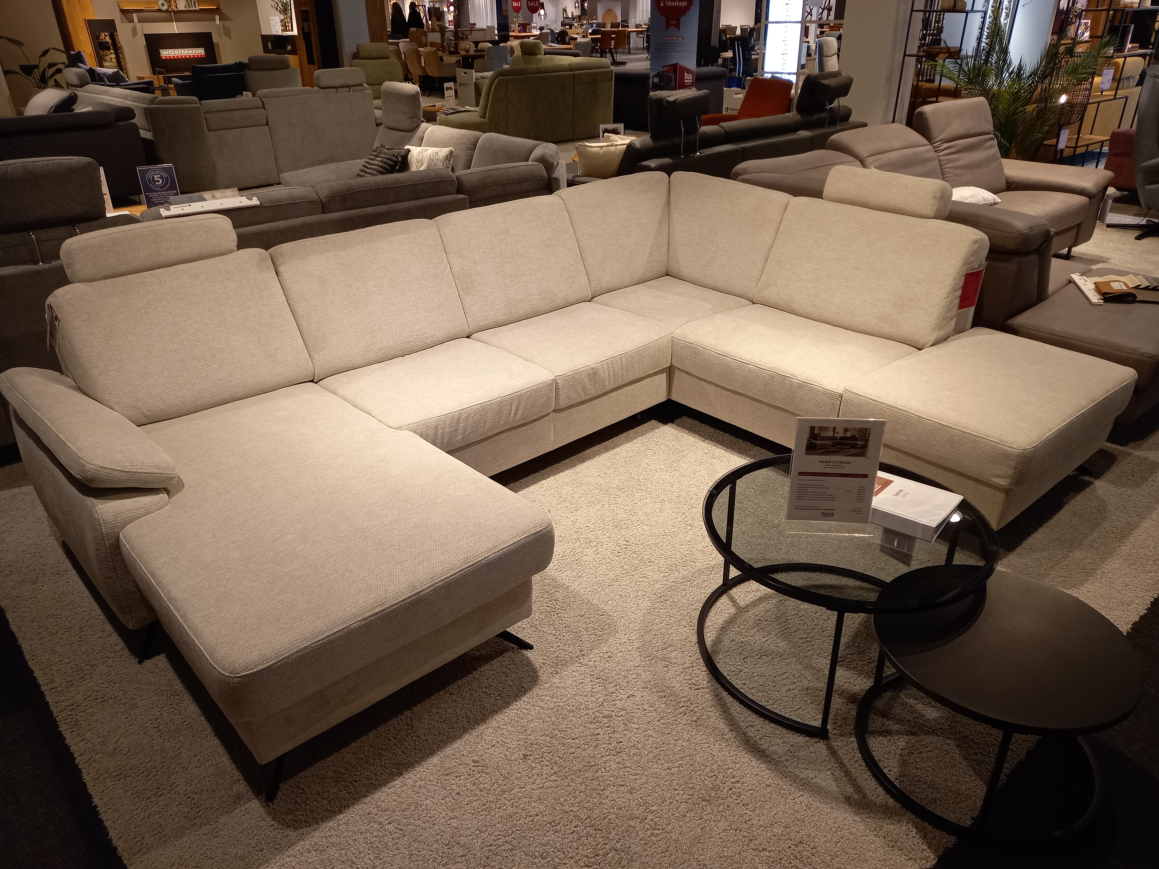 Modulmaster Polsterrundecke MM-ZE1208 in Stoff Famosa natur Pg.D, Couch, Mobiliar, Teppich, Wohnzimmer, Tabelle