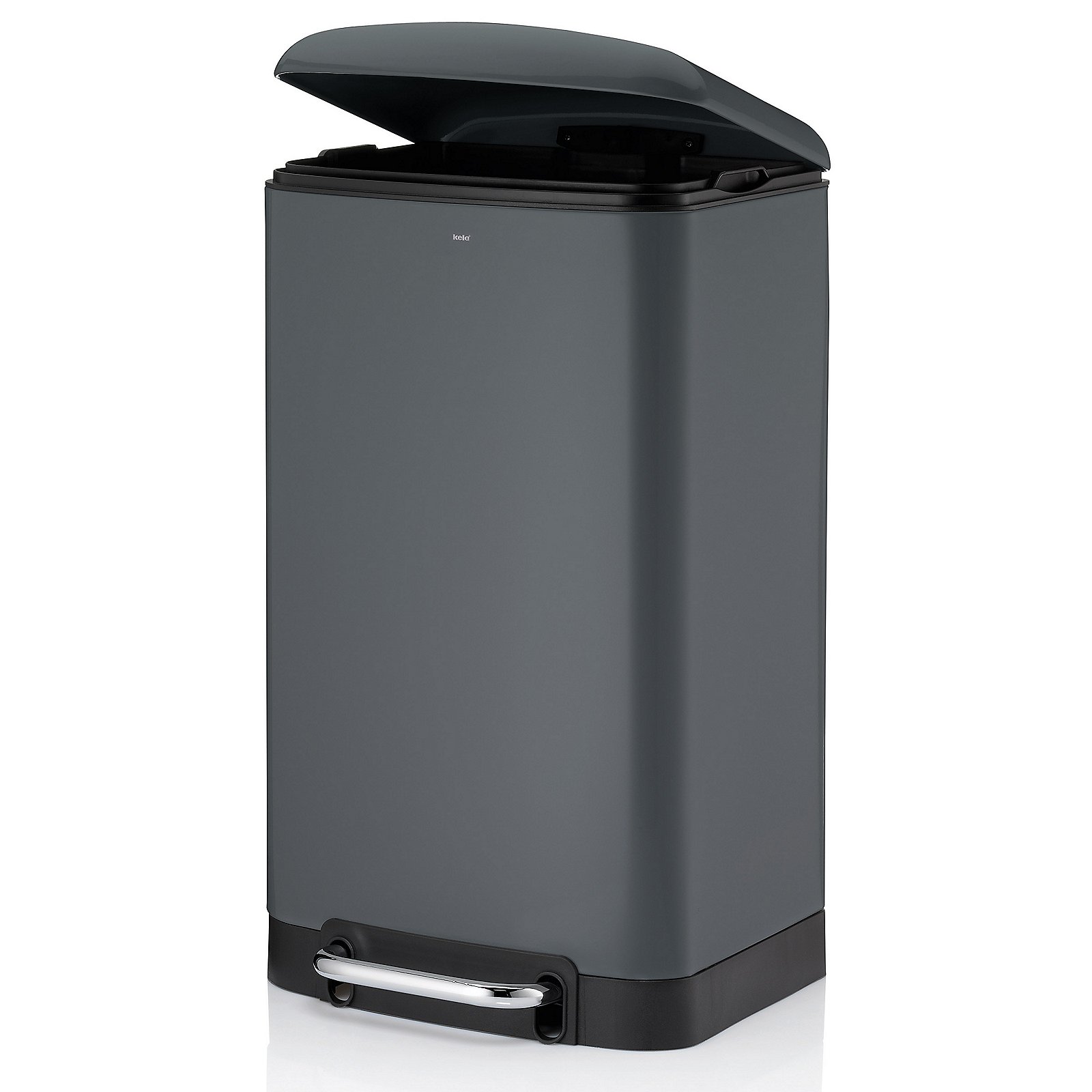 Kela Treteimer DAVINO in dunkelgrau, H:61cm, 30L, Zinn, Kann, Mülleimer, Postfach