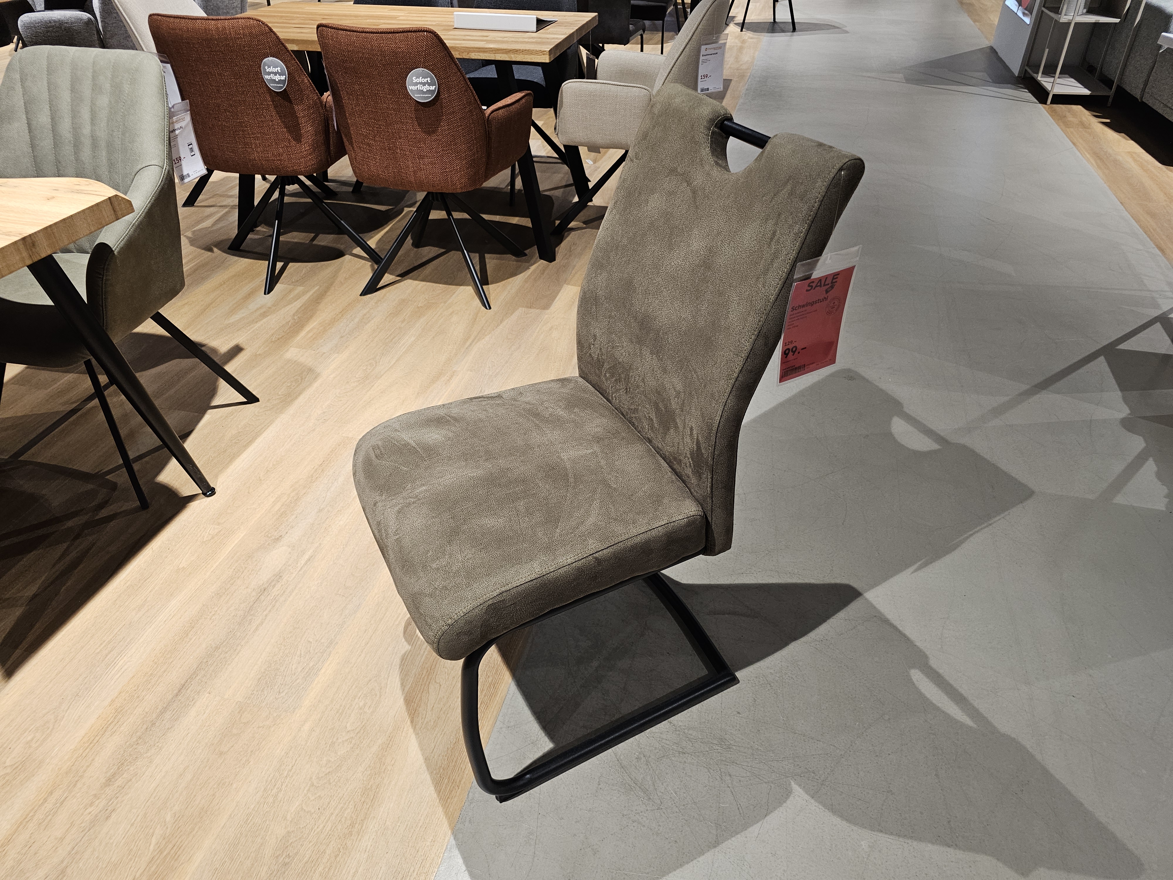 Schwingstuhl Acroma Stoff Grün, Sessel, Stuhl, Samtbezug, Grau, Skandinavisch