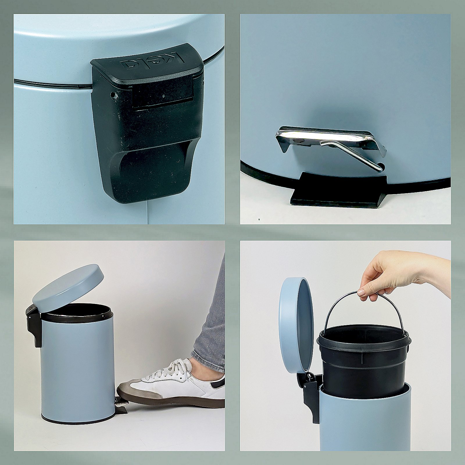 Kela Kosmetikeimer Monaco ROSE in Frostblau matt Kela Kosmetikeimer Monaco ROSE in Frostblau matt, Zinn, Schuhwerk, Schuh, Kann, Mülleimer