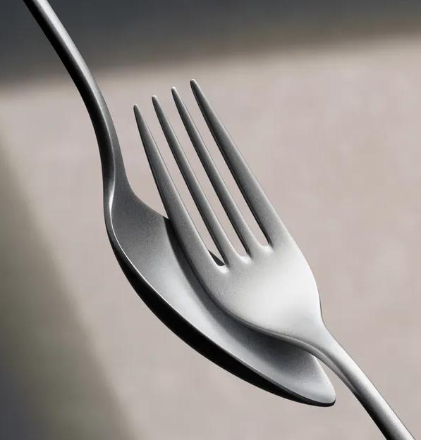 WMF Merit Besteck-Set, 30-teilig, Cromargan protect®, sandgestrahlt in Edelstahl matt, Gabel, Besteck, Edelstahl, Spork, Komposition